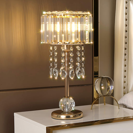 Luxury Gold Finish Lamp with Sparkling Crystal Details -bedside|Feyran