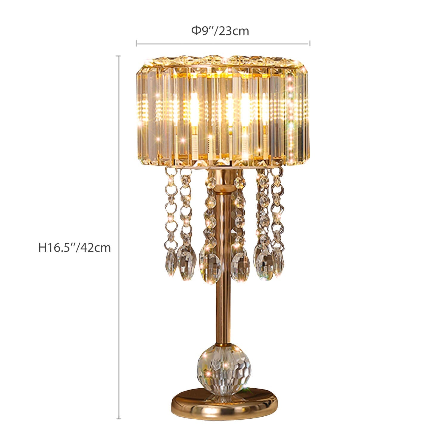 Luxury Gold Finish Lamp with Sparkling Crystal Details -size|Feyran
