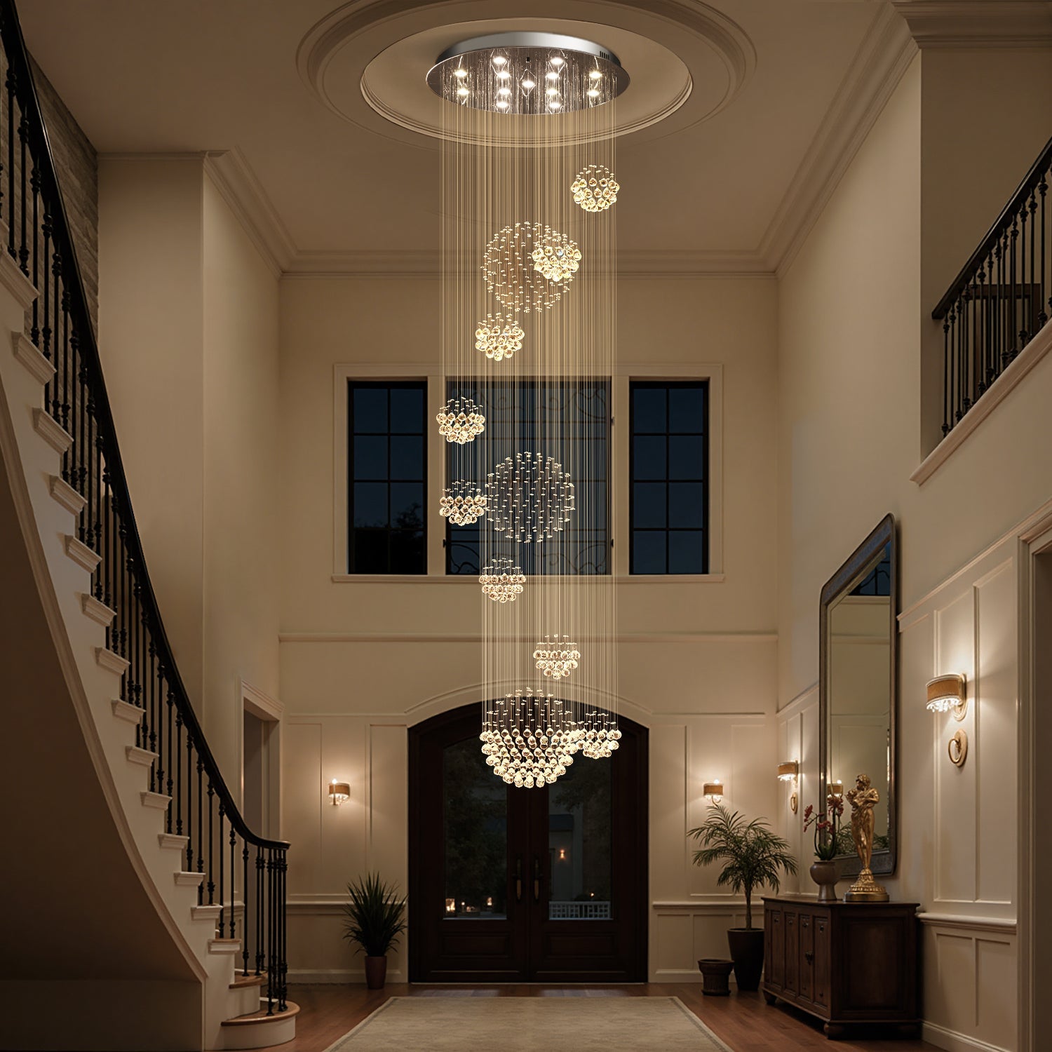 Luxury Solar System Spiral Raindrop Chandelier For Foyer and Entryway |Feyran