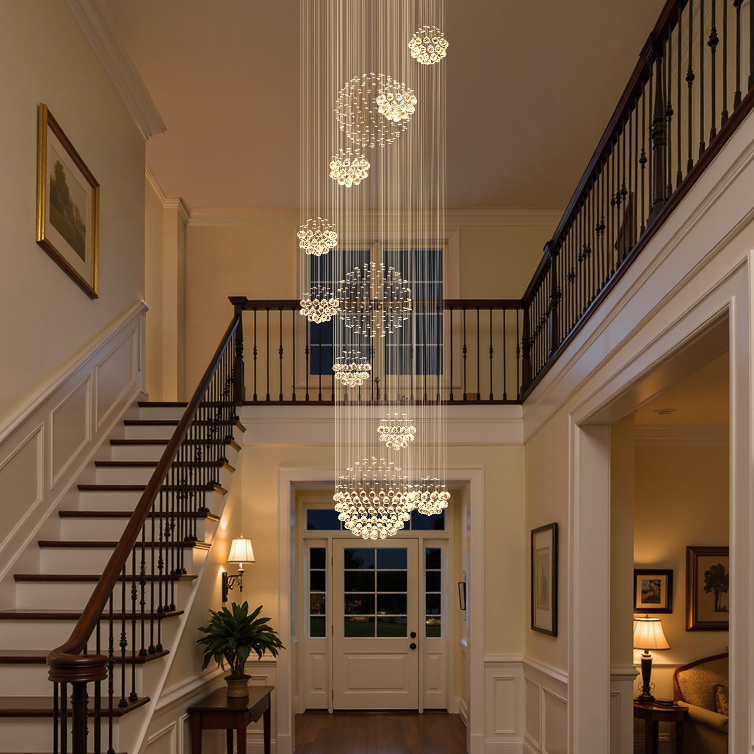 Luxury Solar System Spiral Raindrop Chandelier For Foyer and Entryway |Feyran