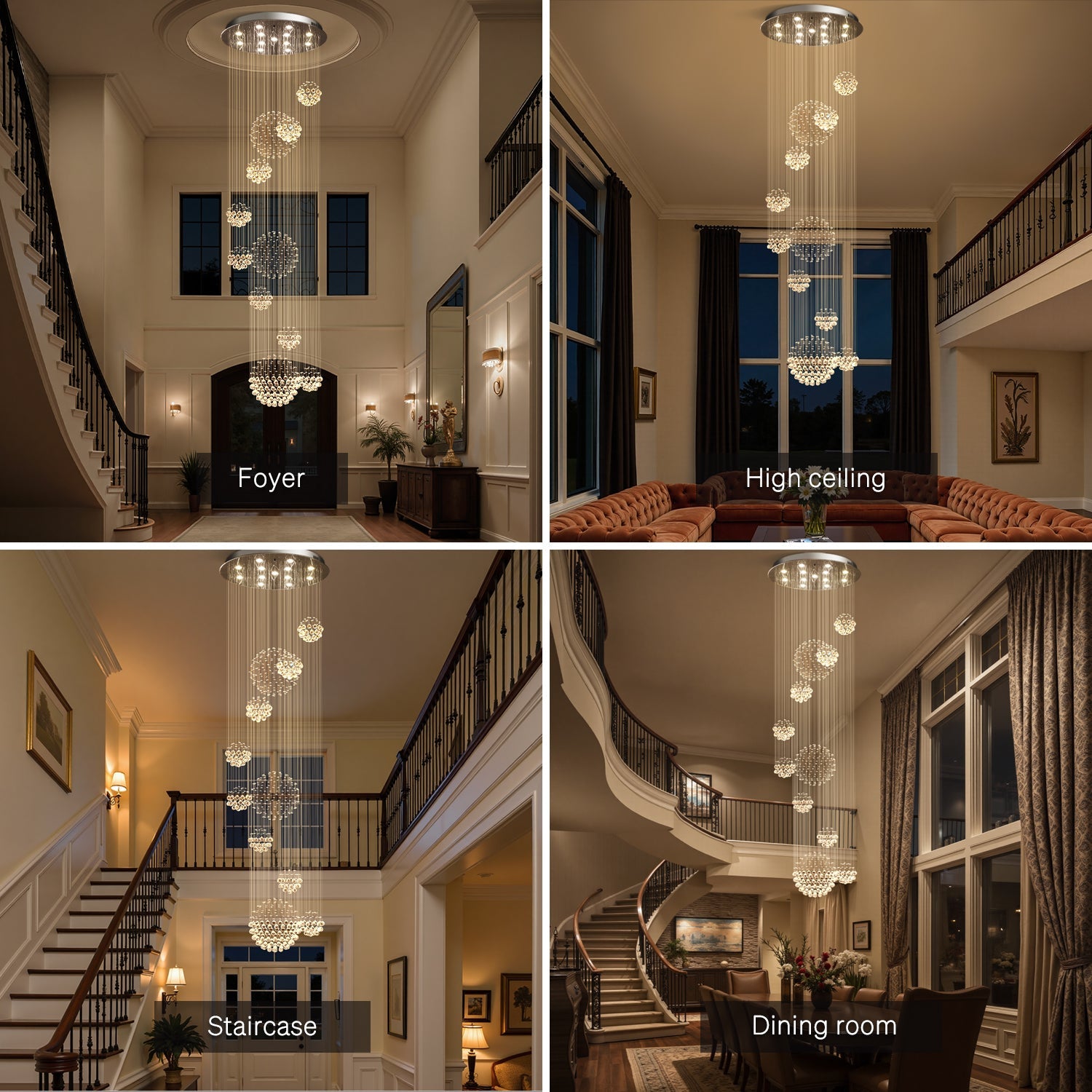 Luxury Solar System Spiral Raindrop Chandelier For Foyer and Entryway |Feyran