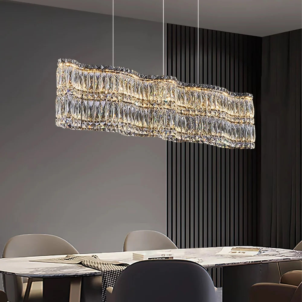 luxury-wave-crystal-linear-chandelier-installed-in-dining-room-ch406-20250619-Feyran-lighting