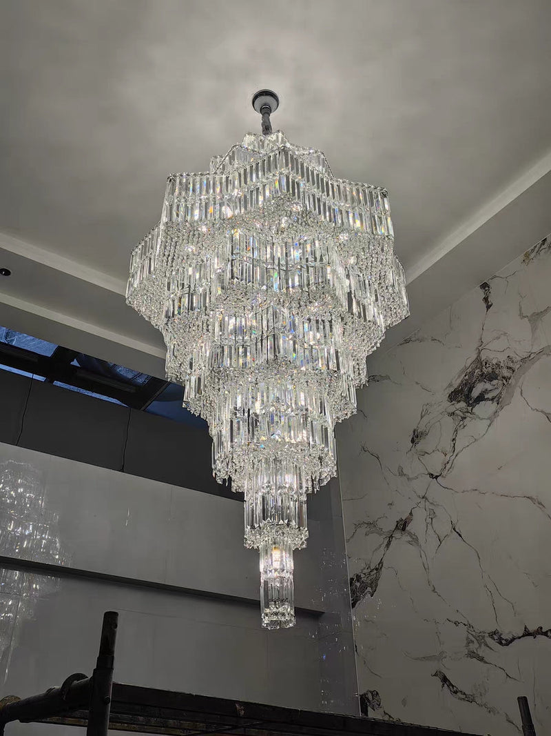 Luxury Extra Large Plaza Multi-Tier Crystal Chandelier For Hotel Hall / 2 Story Foyer / High Ceiling Living Room