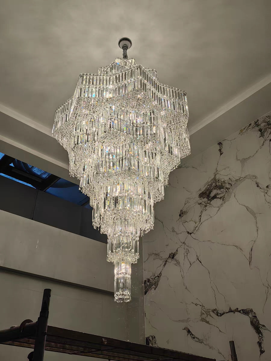 Luxury Extra Large Plaza Multi-Tier Crystal Chandelier For Hotel Hall / 2 Story Foyer / High Ceiling Living Room