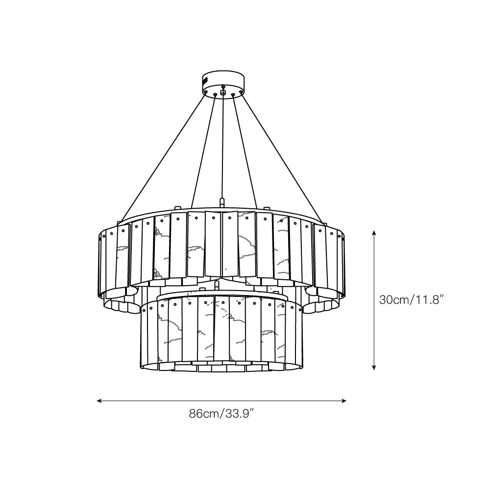 Lysander Modern Two- Tier Alabaster Chandelier Lighting