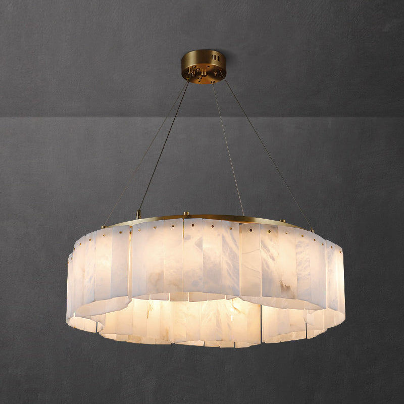 Lysander Modern Two- Tier Alabaster Chandelier Lighting