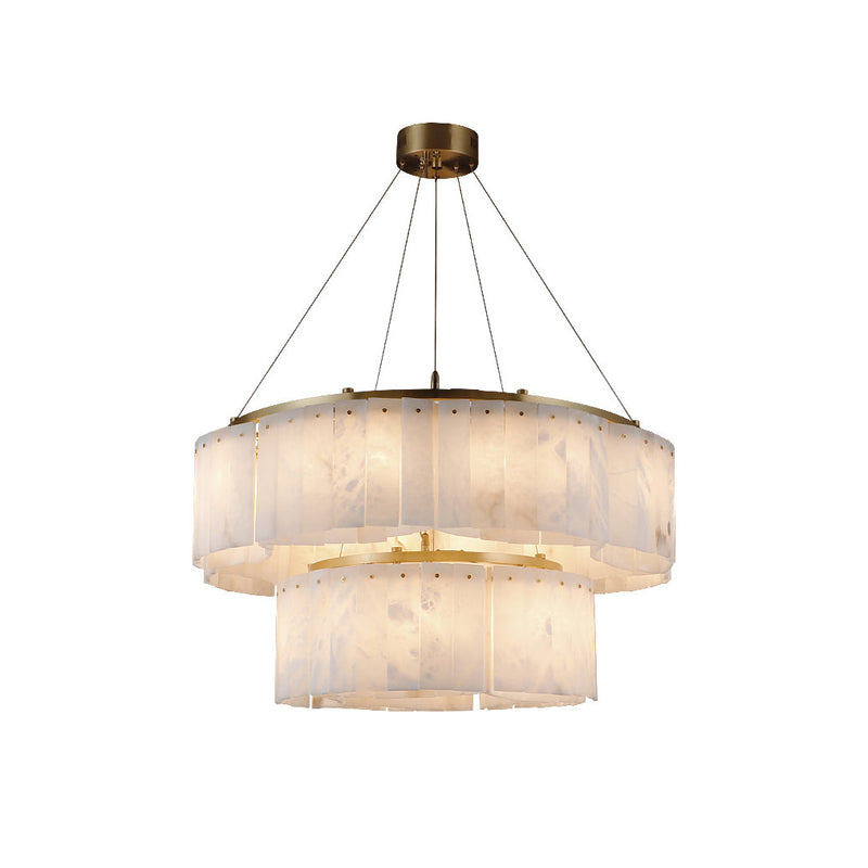 Lysander Modern Two- Tier Alabaster Chandelier Lighting
