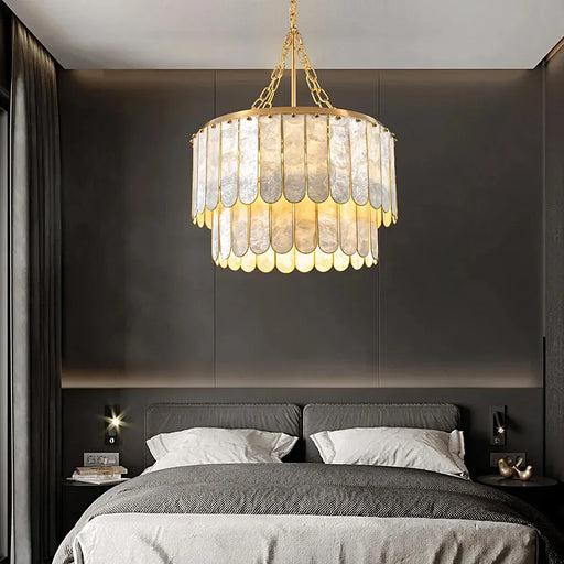 madelyn-modern-round-faceted-capiz-chandelier-installed-in-a-living-room-ch447-20250801-Feyran-lighting