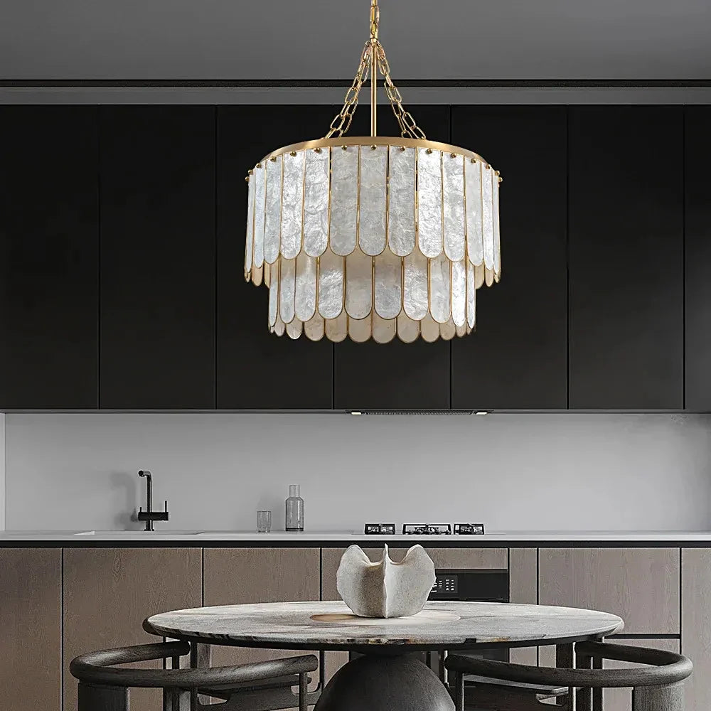 madelyn-modern-round-faceted-capiz-chandelier-over-a-dining-table-ch447-20250801-Feyran-lighting