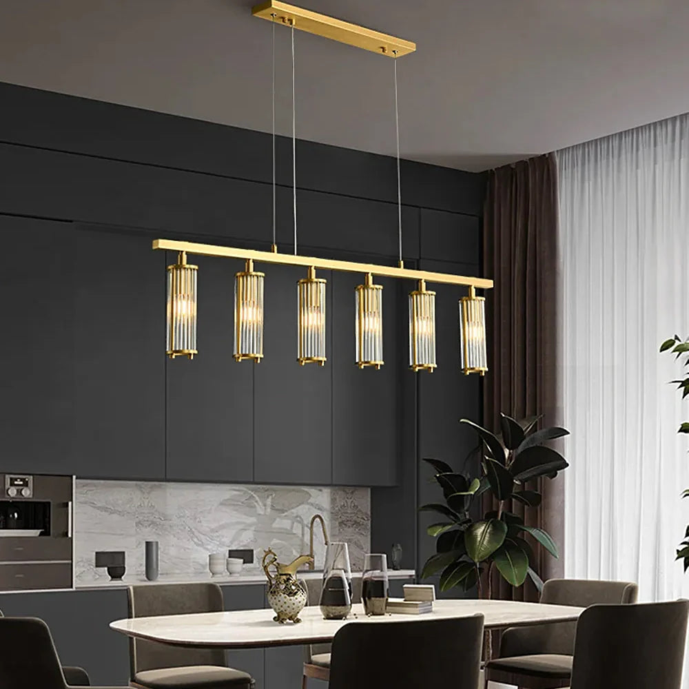 marley-aged-brass-linear-chandelier-installed-in-a-dining-room-ch444-20250731-Feyran-lighting