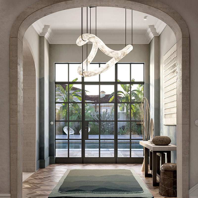 Feyran Beverly Symmetrical Entryway Alabaster Pendant Light for Dining Table