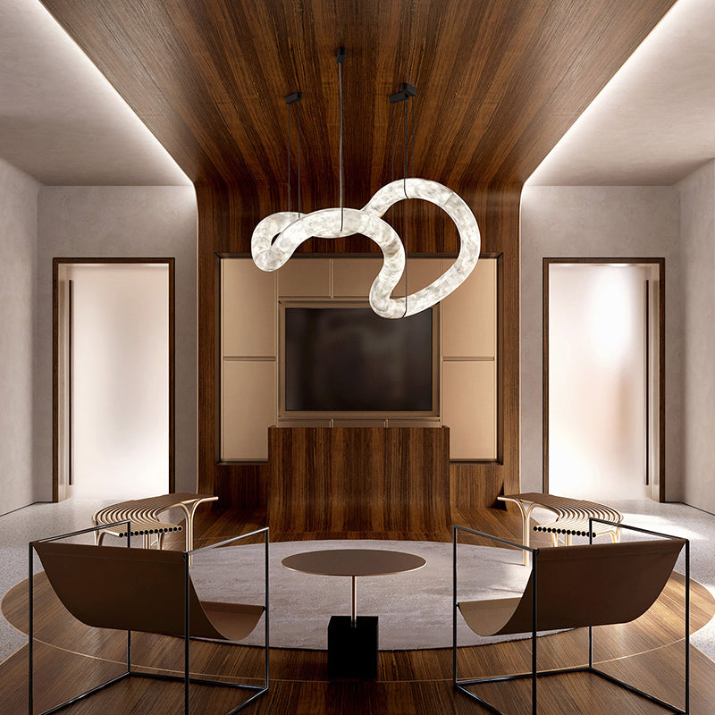 Feyran Beverly Symmetrical Entryway Alabaster Pendant Light for Dining Table