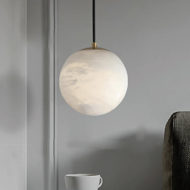 Feyran Hansa Alabaster Ball Pendant Light, Island Mini Pendant Light