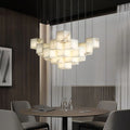 Feyran Modern Luxury Alabaster Cubic Round Pendant For Dining Table, Staircase
