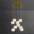 Feyran Modern Luxury Alabaster Cubic Round Pendant For Dining Table, Staircase