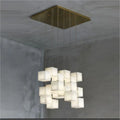Feyran Modern Luxury Alabaster Cubic Round Pendant For Dining Table, Staircase