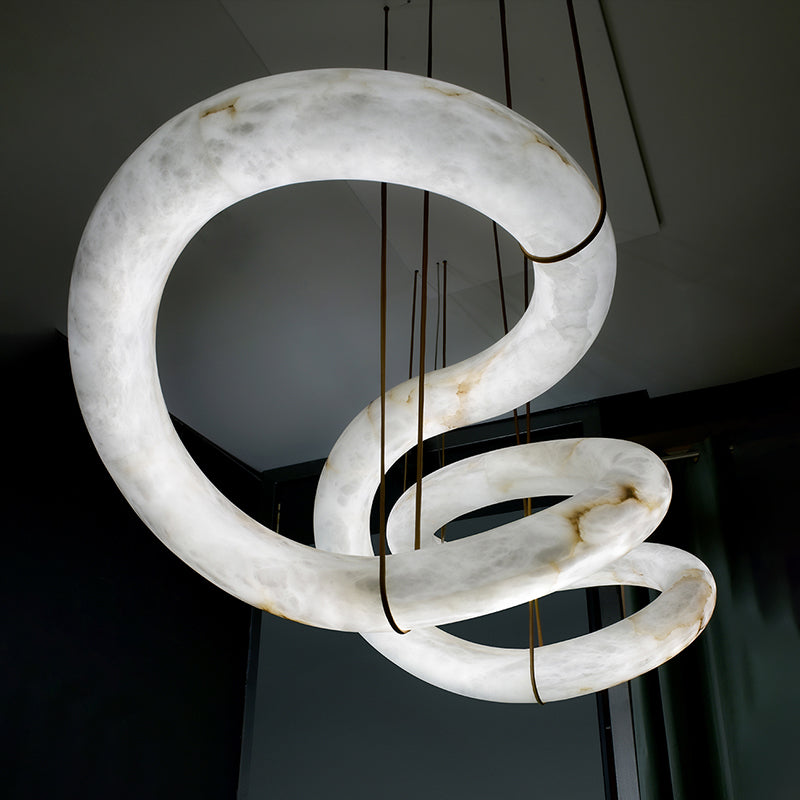 Feyran Scarlett Designer Alabaster Pendant Light, Modern Inspired Chandelier
