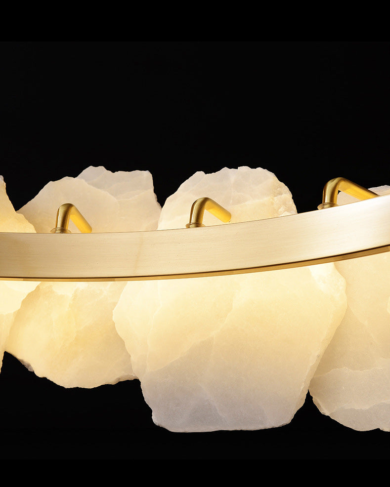 Merlin Tiered Circular Alabaster Chandelier-Chandelier-Feyran-Ø47"xH79"-Gold-Warm White-Feyran