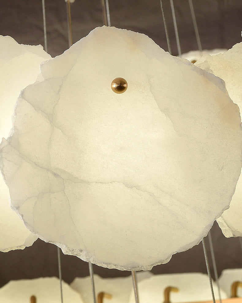 Merlin Tiered Circular Alabaster Chandelier-Chandelier-Feyran-Ø47"xH79"-Gold-Warm White-Feyran