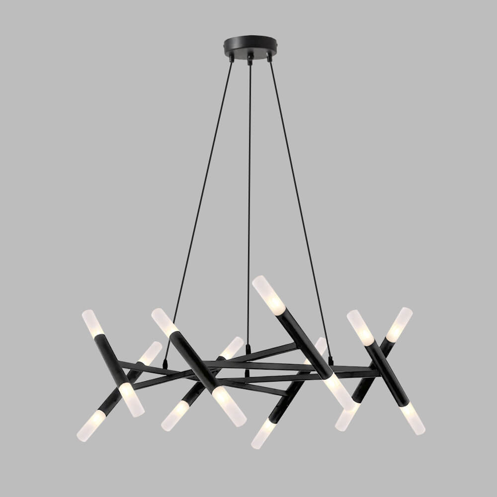 Mid Century Modern Polygonal Chandelier Living Room-black | Feyran
