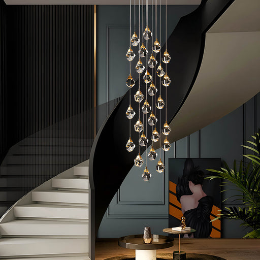 Modern Golden Raindrop Crystal Chandeliers for High Ceilings in Foyer & Living Room 2 | Feyran