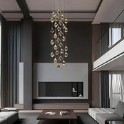Modern Golden Raindrop Crystal Chandeliers for High Ceilings in Foyer & Living Room foyer 3 | Feyran