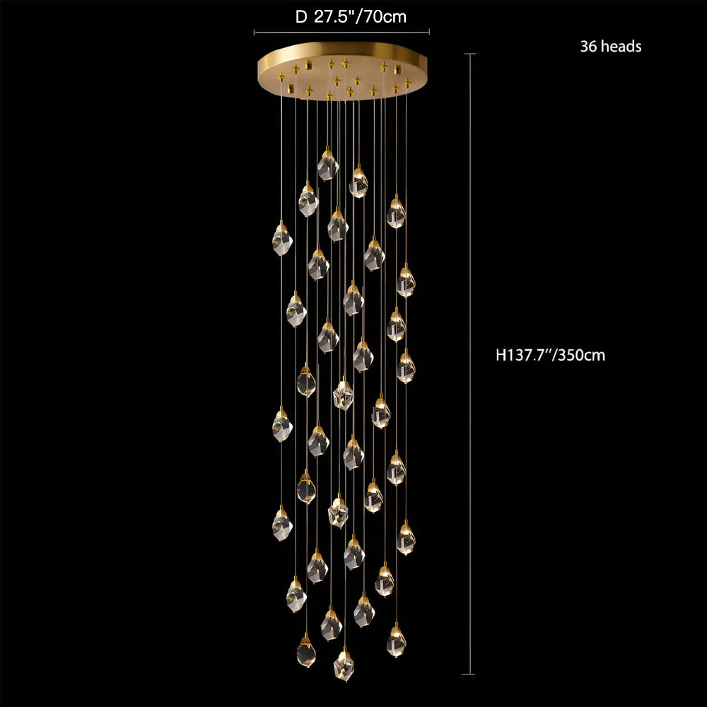 Modern Golden Raindrop Crystal Chandeliers for High Ceilings in Foyer & Living Room 6 | Feyran