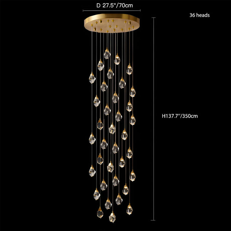 Modern Golden Raindrop Crystal Chandeliers for High Ceilings in Foyer & Living Room 6 | Feyran