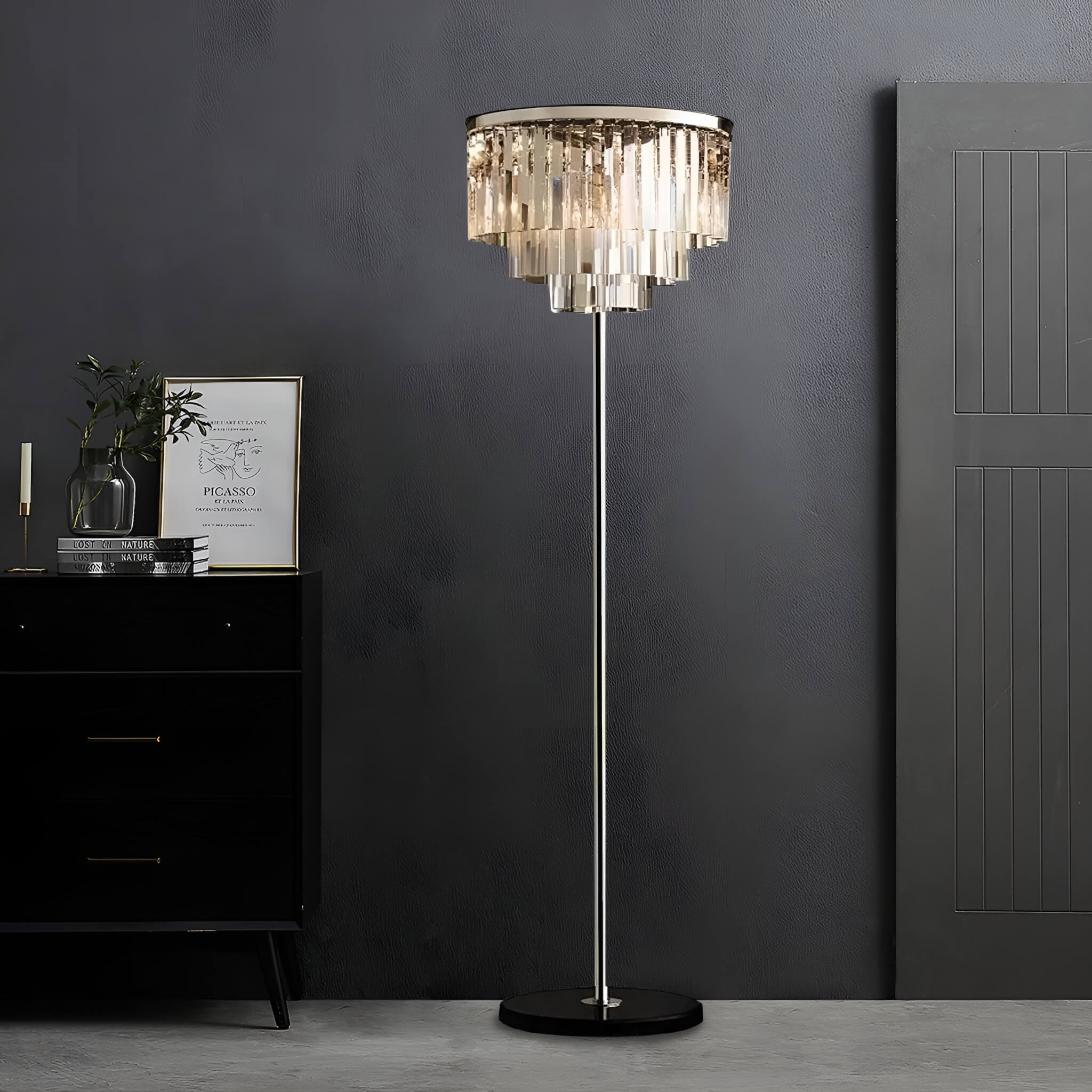 Modern American Crystal Floor Lamp for Elegant Living Spaces-living-room-1|Feyran