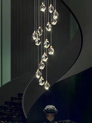 Extra Length 63''-137.8'' Duplex Hall Shaped Chandelier 2 story Foyer Living Room Droplight Modern Crystal Ceiling Lighting fixture Hotel Hallway Resturant Cafe Decoration
