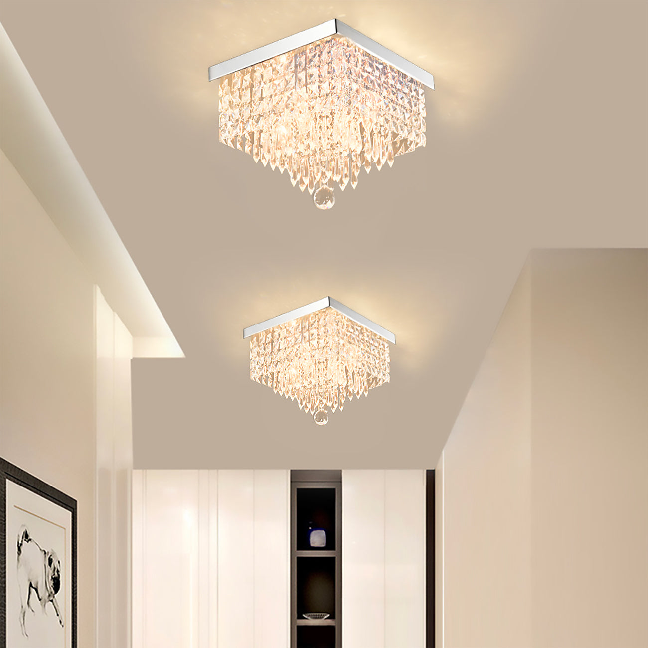 Modern Hallway Crystal Flush Mount Ceiling Light-hallway-2|Feyran