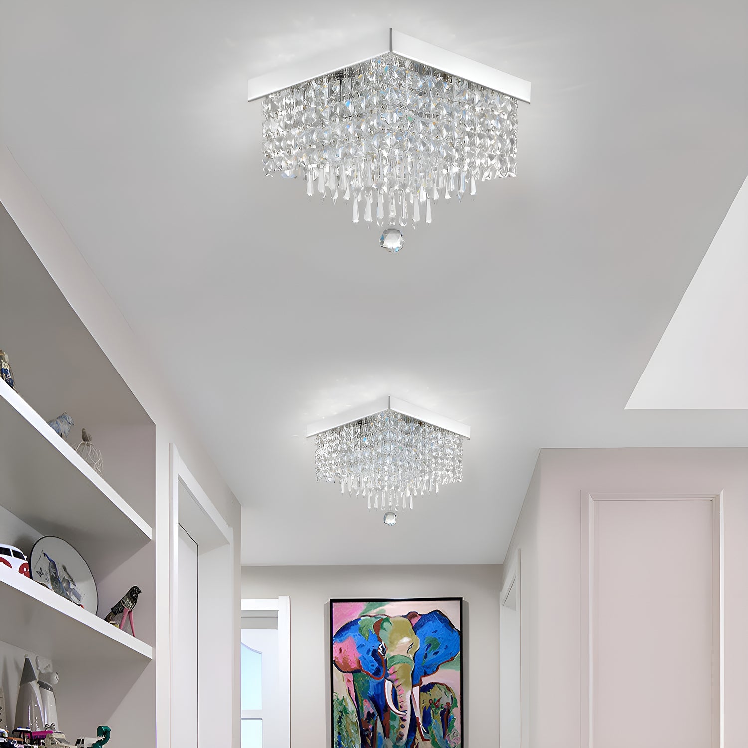 Modern Hallway Crystal Flush Mount Ceiling Light-hallway-3|Feyran