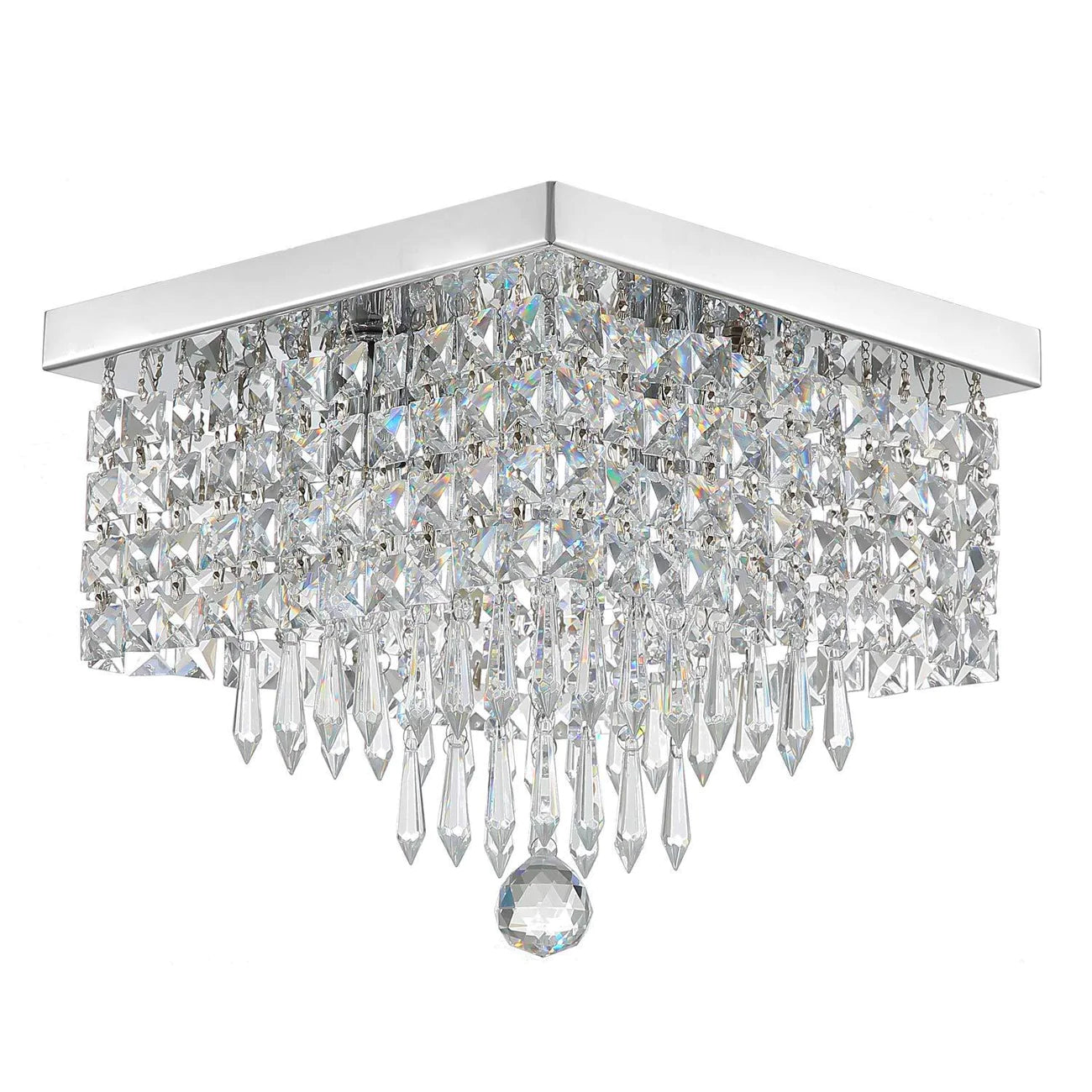 Modern Hallway Crystal Flush Mount Ceiling Light-light-off|Feyran