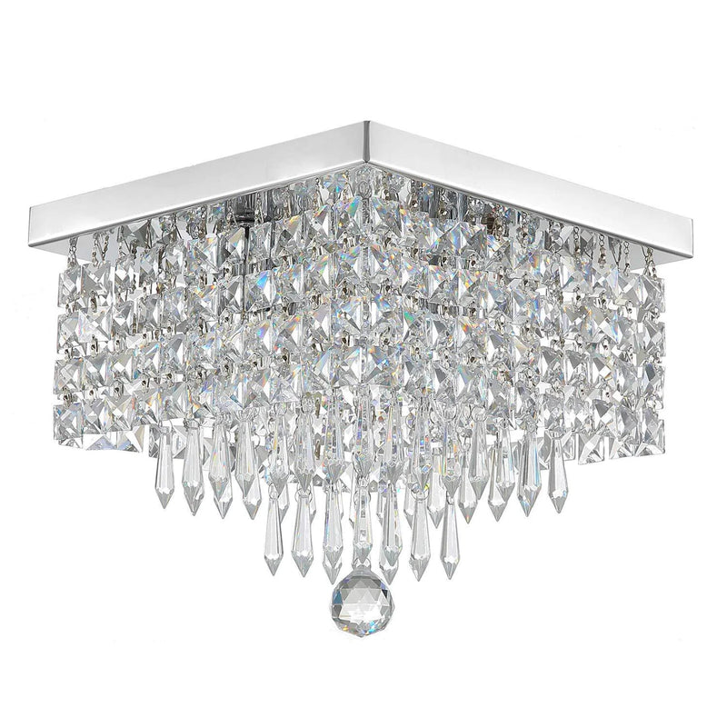 Modern Hallway Crystal Flush Mount Ceiling Light-light-off|Feyran