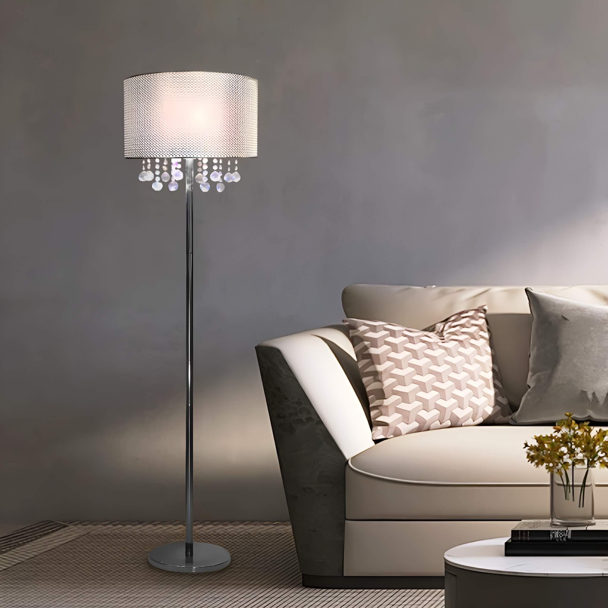 Modern Crystal LED Floor Lamp -room |Feyran