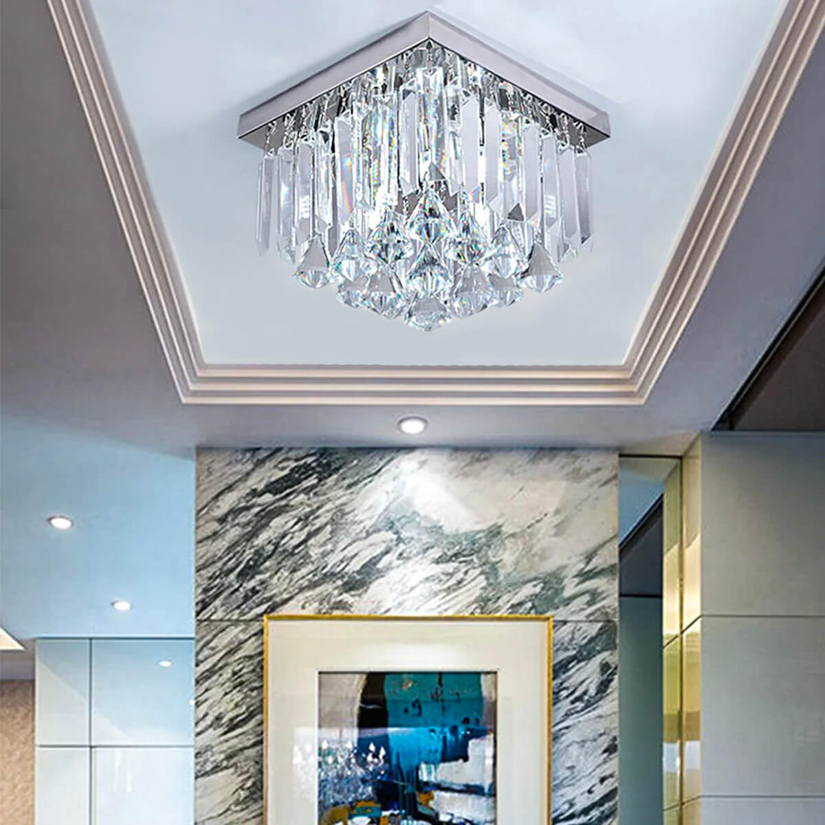 Modern Design Crystal Ceiling Light - Flush Mount Corridor Lamp- Living room| Feyran