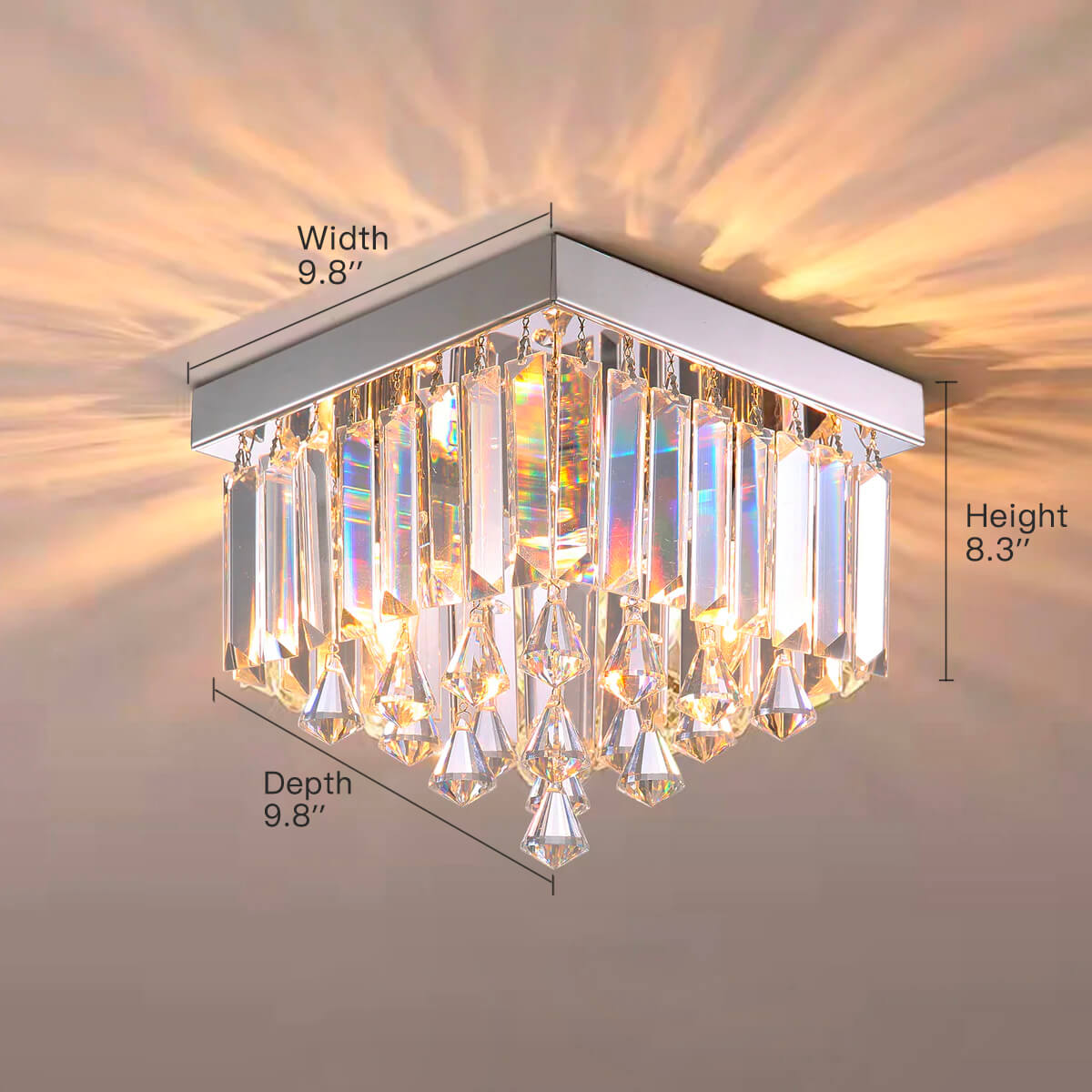 Modern Design Crystal Ceiling Light - Flush Mount Corridor Lamp -size| Feyran
