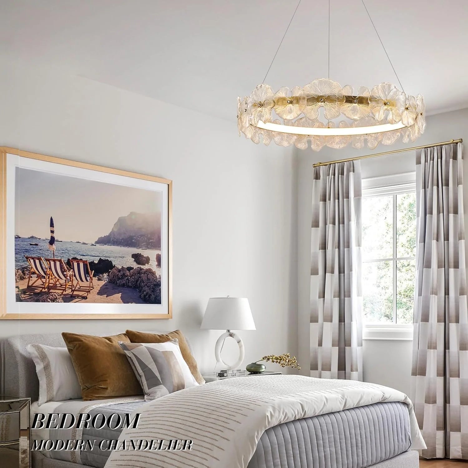 Top-view-of-modern-floral-chandelier-with-glass-petal-design-and-led-lighting-installed-in-bedroom-ch401-20250612-Feyran-lighting