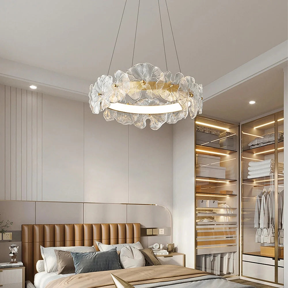 modern-floral-chandelier-with-glass-petal-design-and-led-lighting-installed-in-a-stylish-bedroom-interior-ch401-20250612-Feyran-lighting
