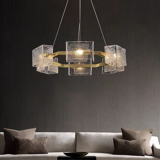 modern-gold-ring-chandelier-with-textured-glass-installed-in-living-room-ch437-20250718-Feyran-lighting
