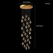 Modern Golden Raindrop Crystal Chandeliers for High Ceilings in Foyer & Living Room size | Feyran
