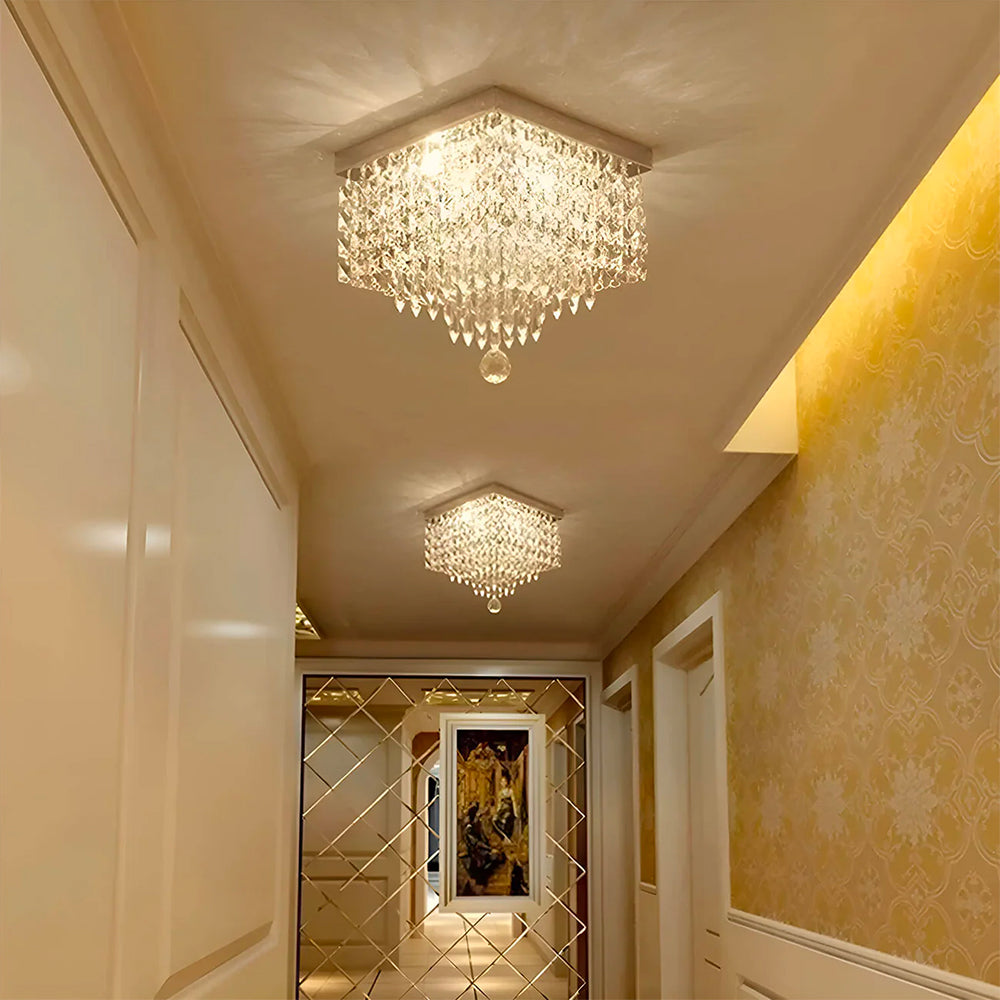 Modern Hallway Crystal Flush Mount Ceiling Light-hallway-5|Feyran