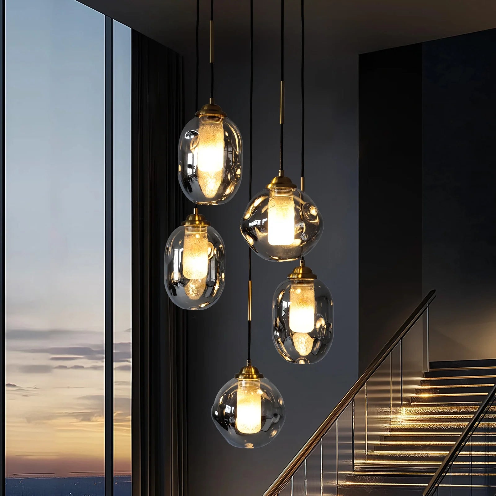 modern-lava-glass-multi-light-chandelier-ch475-Feyran-lighting
