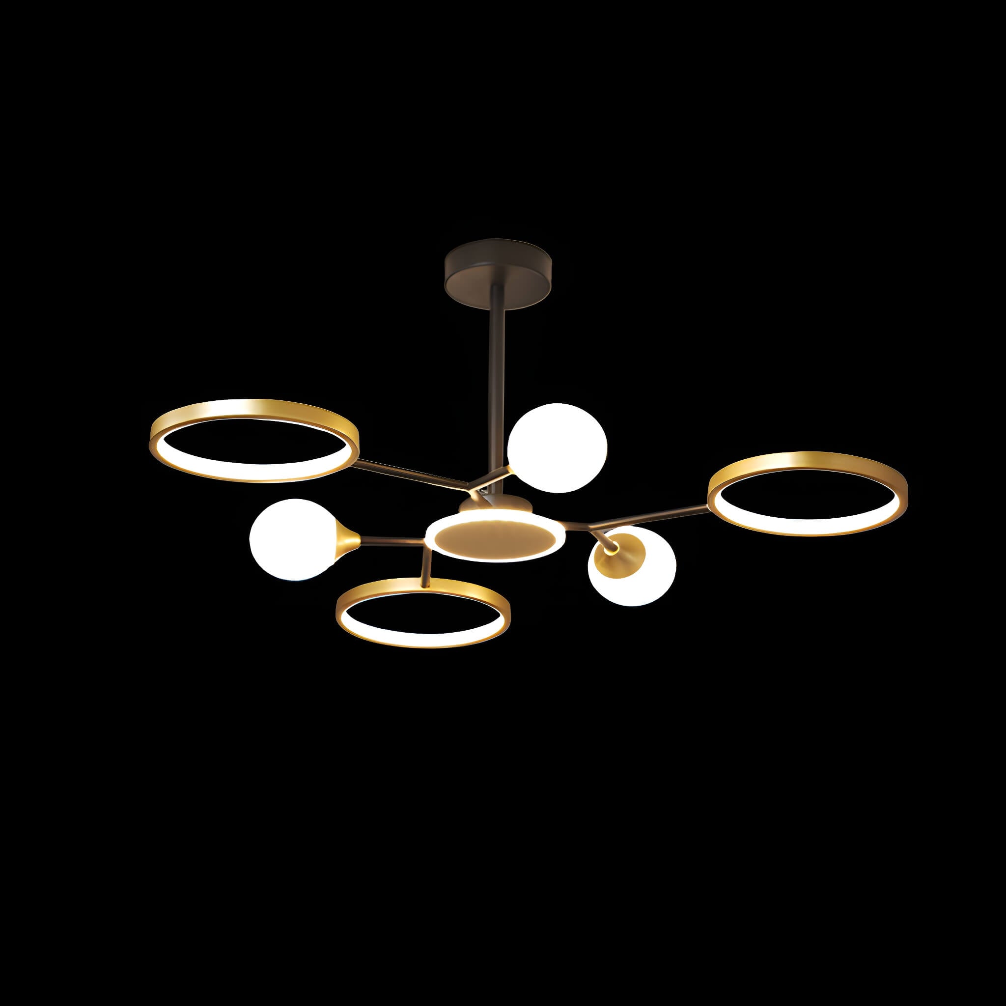 Gold Rings Modern Sputnik Ceiling Lights-frontview | Feyran