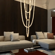 Modern LED Natural Alabaster Globes Beads Hanging Chandelier Indoor Lighting Fixture - 167 globes - L100+L200+L400+L500CM/L40"+L80"+L157"+L197"Neutral Light (4000K)Brass + WhiteFeyran