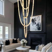 Modern LED Natural Alabaster Globes Beads Hanging Chandelier Indoor Lighting Fixture - 167 globes - L100+L200+L400+L500CM/L40"+L80"+L157"+L197"Neutral Light (4000K)Black + WhiteFeyran