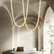 Modern LED Natural Alabaster Globes Beads Hanging Chandelier Indoor Lighting Fixture - 112 globes - L300+L500CM/L118"+L197"Neutral Light (4000K)Black + WhiteFeyran