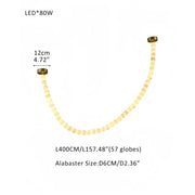 Modern LED Natural Alabaster Globes Beads Hanging Chandelier Indoor Lighting Fixture - 57 globes - L400CM/L157"Warm Light (3000K)Brass + WhiteFeyran