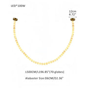 Modern LED Natural Alabaster Globes Beads Hanging Chandelier Indoor Lighting Fixture - 70 globes - L500CM/L197"Warm Light (3000K)Brass + WhiteFeyran