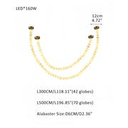Modern LED Natural Alabaster Globes Beads Hanging Chandelier Indoor Lighting Fixture - 112 globes - L300+L500CM/L118"+L197"Warm Light (3000K)Brass + WhiteFeyran